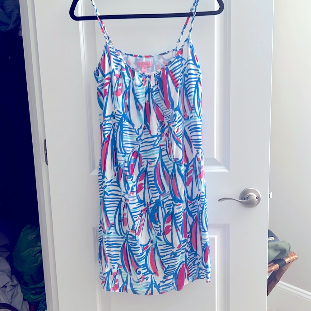 Woman’s like new Lilly Pulitzer Daphne Red Right Return Nautical swing dress